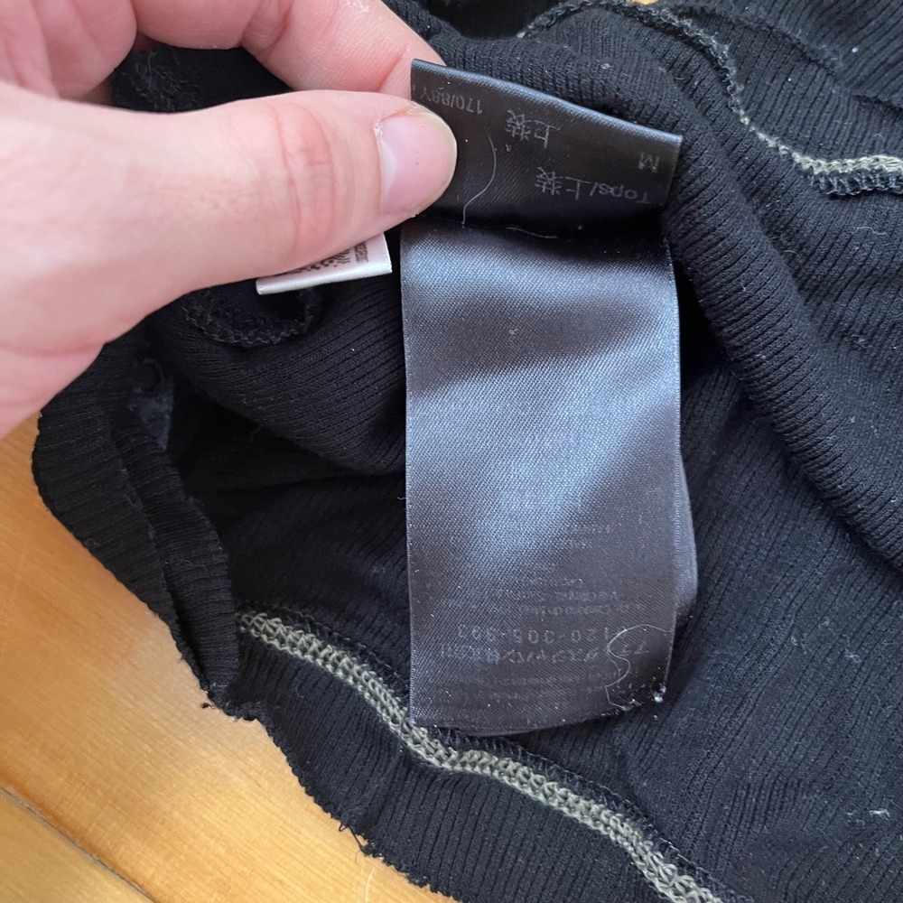 Y-3 Yohji Yamamoto Adidas Black Ribbed Long Sleeve Top Raw Edge Medium - Picture 11 of 13
